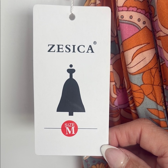 Floral Halter Dress in Pink and Orange - Picture 2 of 7